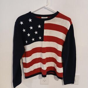 Christopher & Banks Women's American Flag Sweater Size Large USA